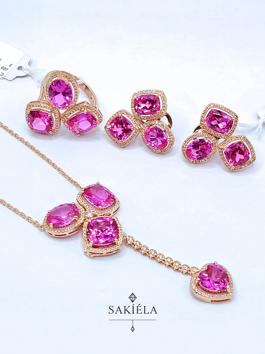 Diamond & Pink Stone Set