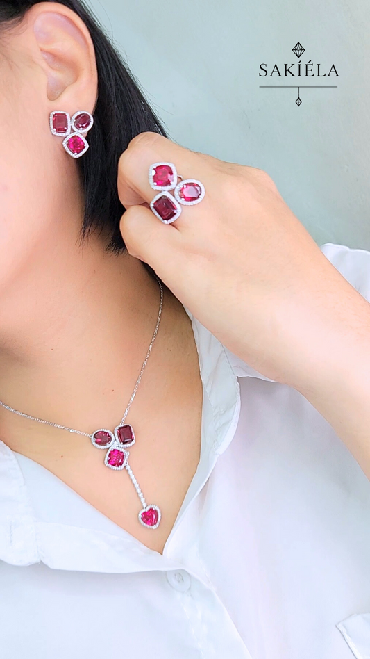 Diamond & Pink Stone Set