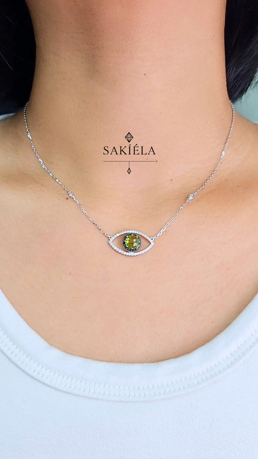 Diamond Evil Eye Necklace and Bracelet