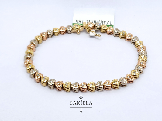Diamond Three-toned Tennis Heart Bracelet