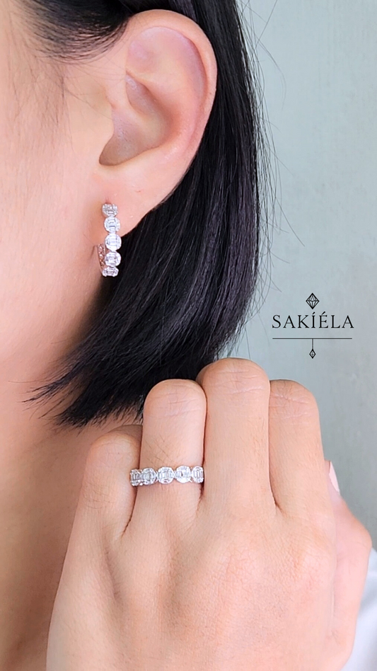 Diamond Tennis Ring and Earring