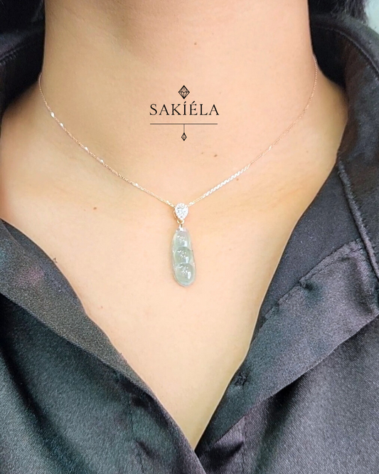 Jade Bean Pendant Necklace