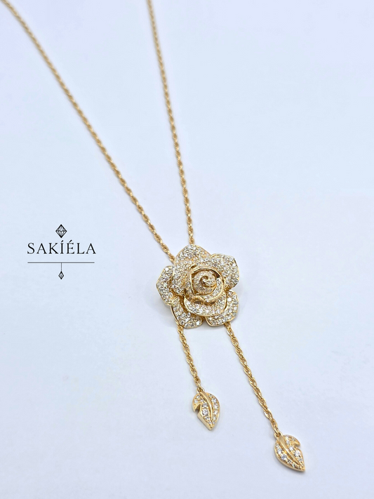 Diamond Rose Pendant Necklace