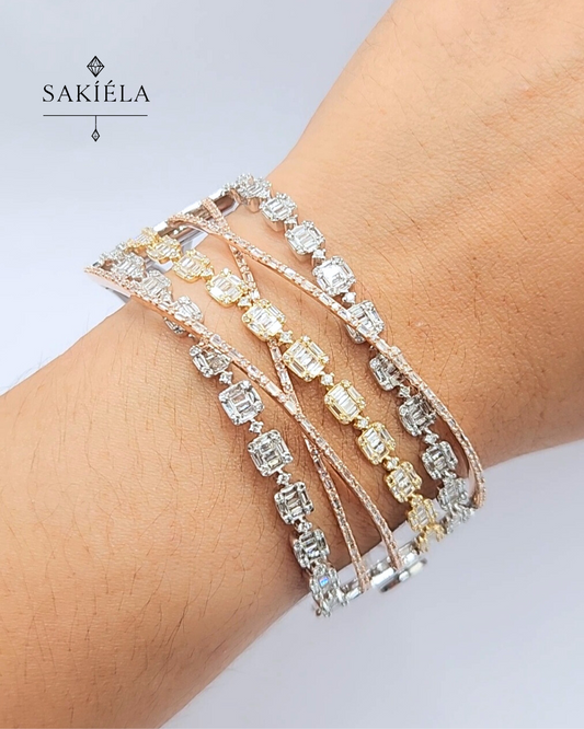 Tri-color Bangle - 4cts