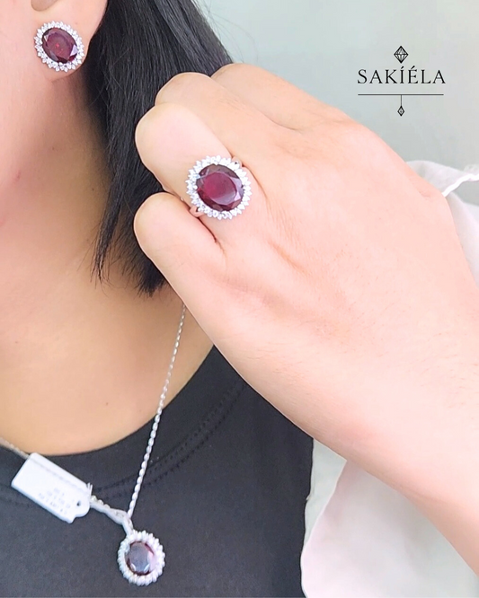 Diamond & Red Gemstone Set 2