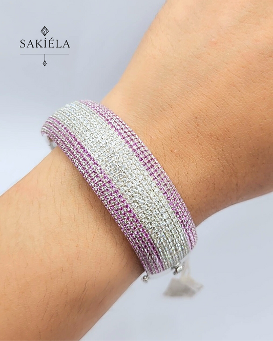 Pink Gem Bangle (White Gold)