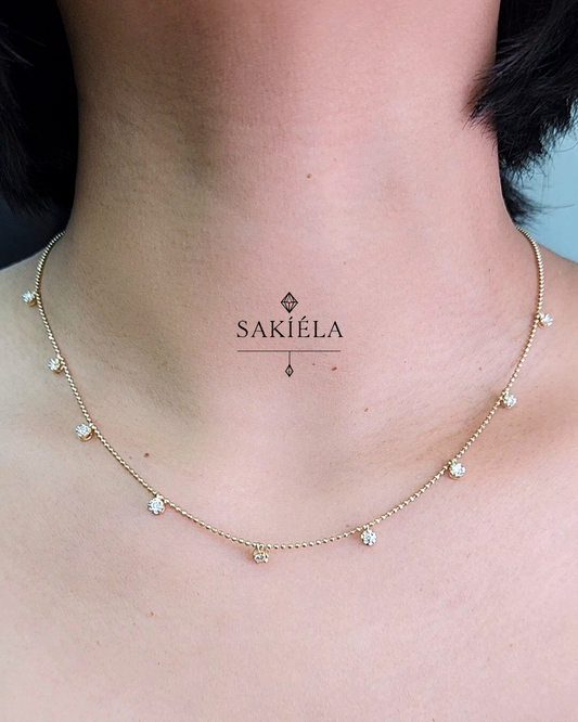 Nine Stones Necklace (Yellow Gold)