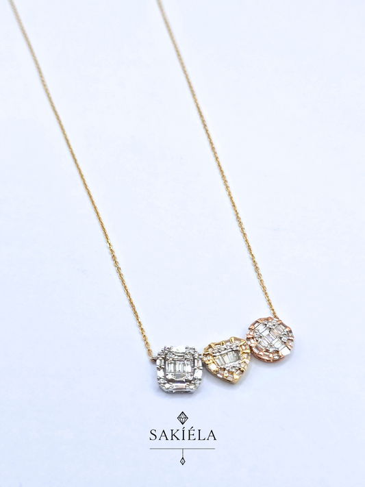 Diamond Three Shaped Pendant Necklace