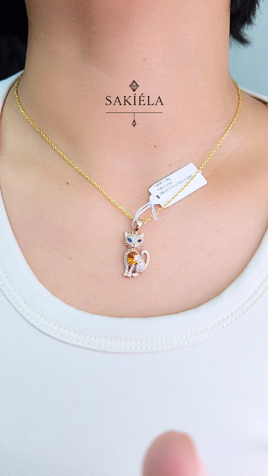 Diamond Cat Pendant