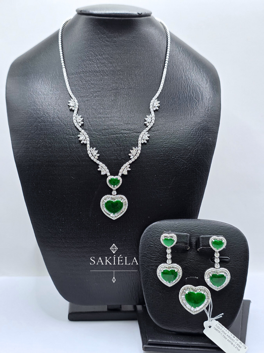 Diamond Heart Jade Set