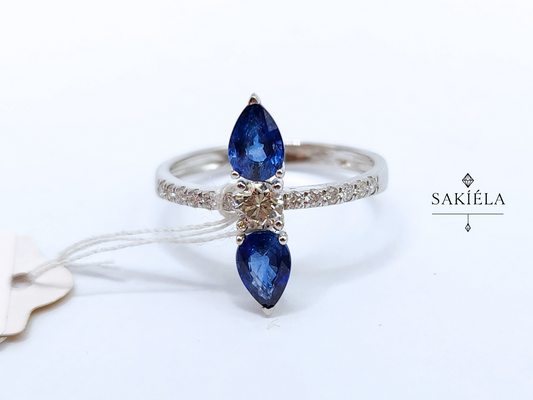 Diamond Double Sapphire Ring