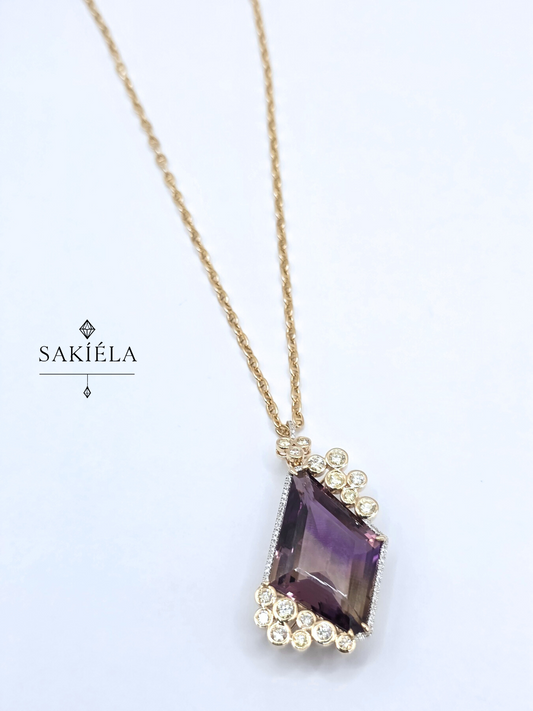 Diamond Amethyst Pendant Necklace