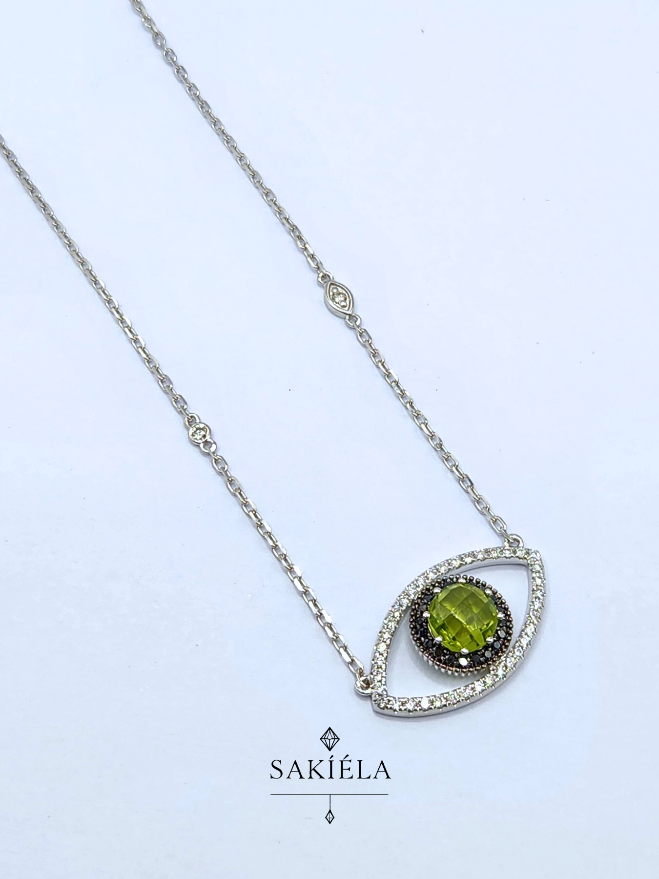 Diamond Evil Eye Necklace and Bracelet