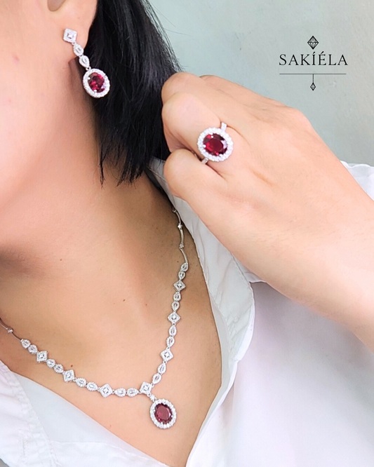 Diamond & Red Gemstone Set 1
