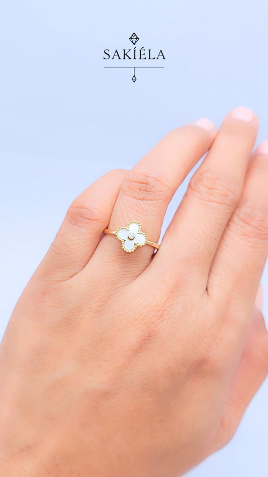 Diamond Clover Motif Ring