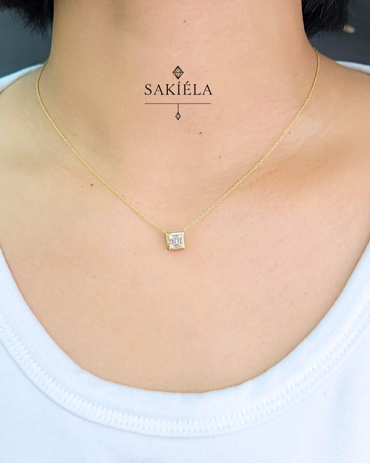 Square Pendant Necklace - 0.12cts