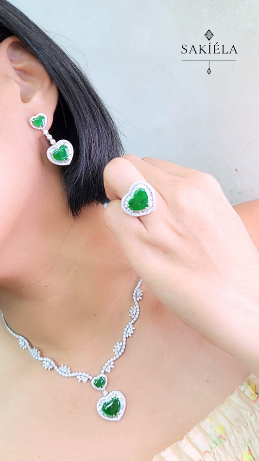 Diamond Heart Jade Set