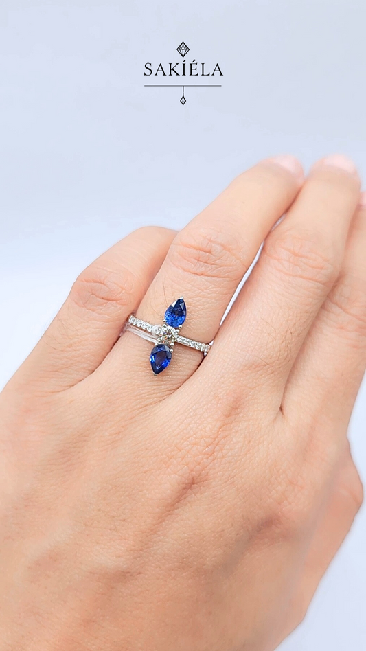 Diamond Double Sapphire Ring