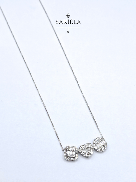 Diamond Three Shaped Pendant Necklace
