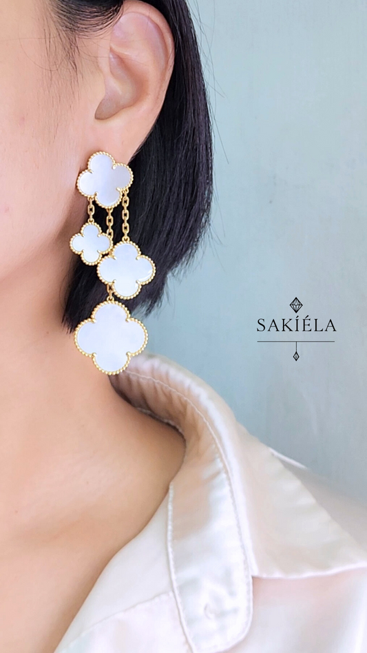 Van Cleef & Arpels' Alhambra 5 Motif Earrings (Mother-of-pearl Inlay)