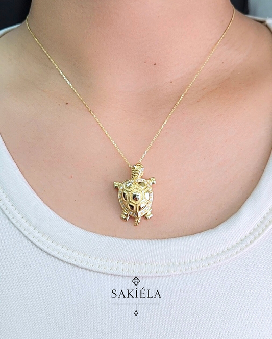 Turtle Pendant Necklace - 0.15cts