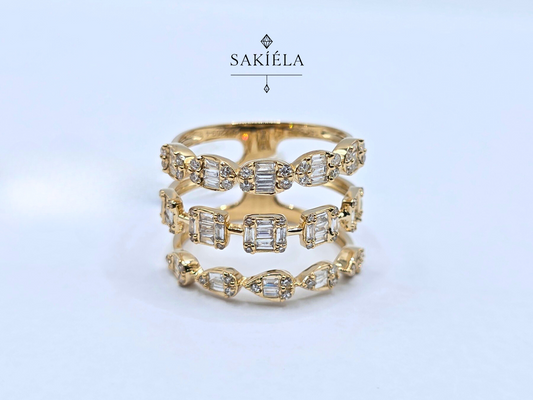 Diamond Yellow Gold Statement Ring