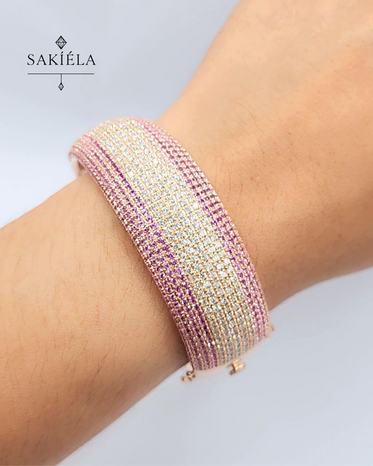 Pink Gem Bangle (Rose Gold)