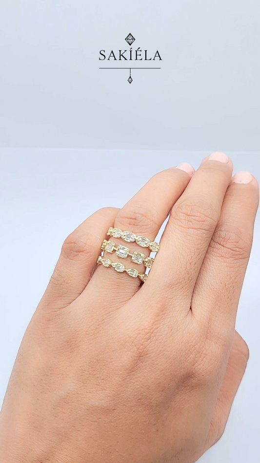 Diamond Yellow Gold Statement Ring