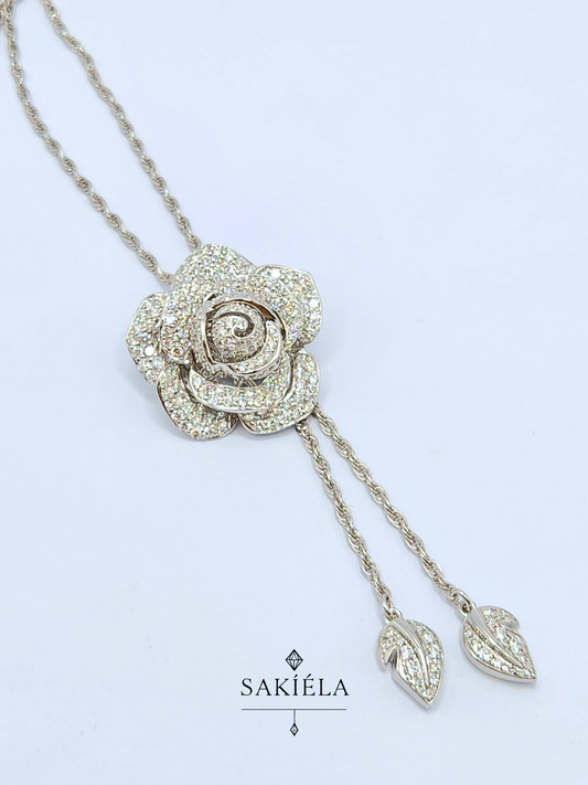 Diamond Rose Pendant Necklace