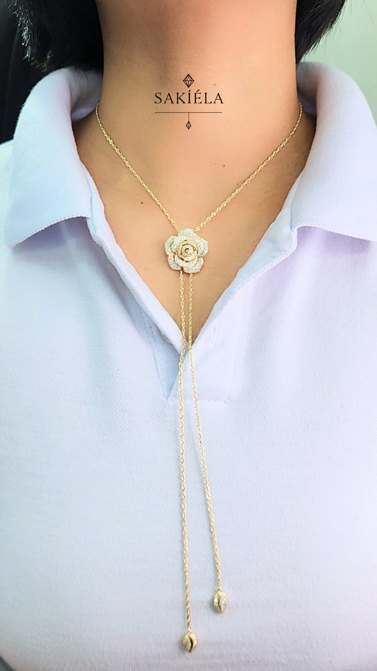 Diamond Rose Pendant Necklace