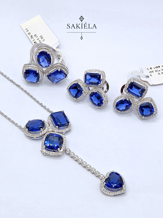 Diamond & Blue Gemstone Set