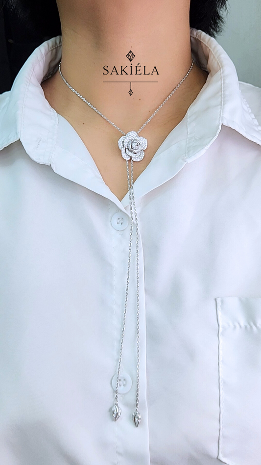 Diamond Rose Pendant Necklace