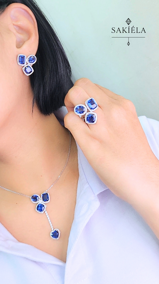 Diamond & Blue Gemstone Set