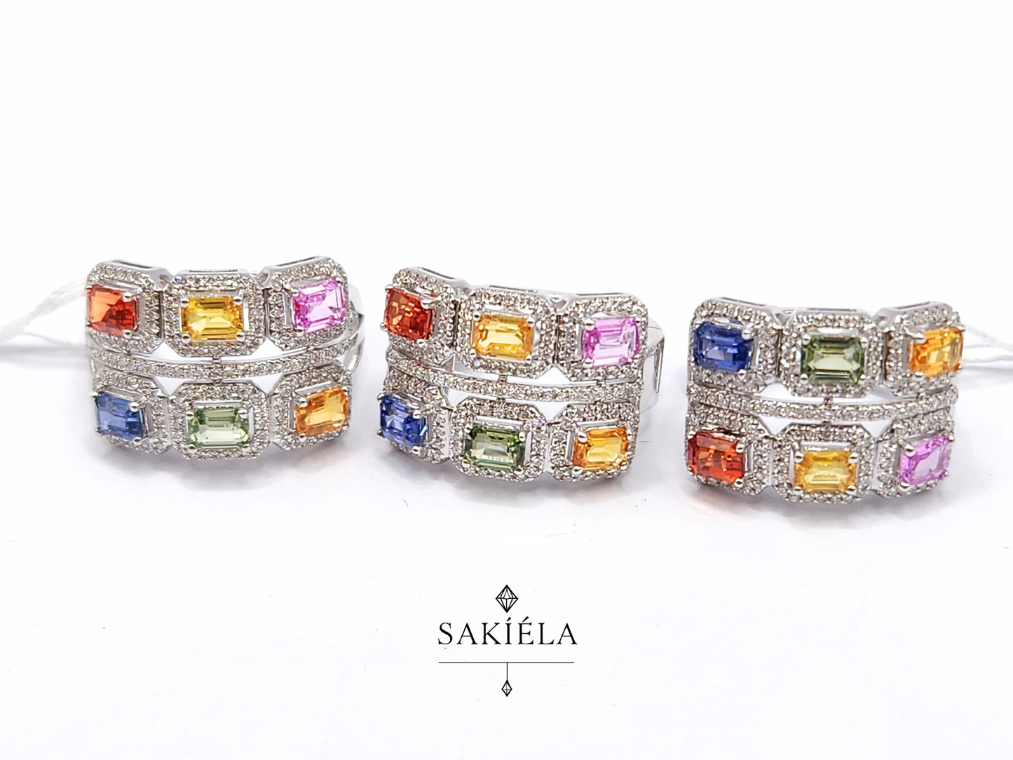 Rainbow Diamond Ring & Earrings Set
