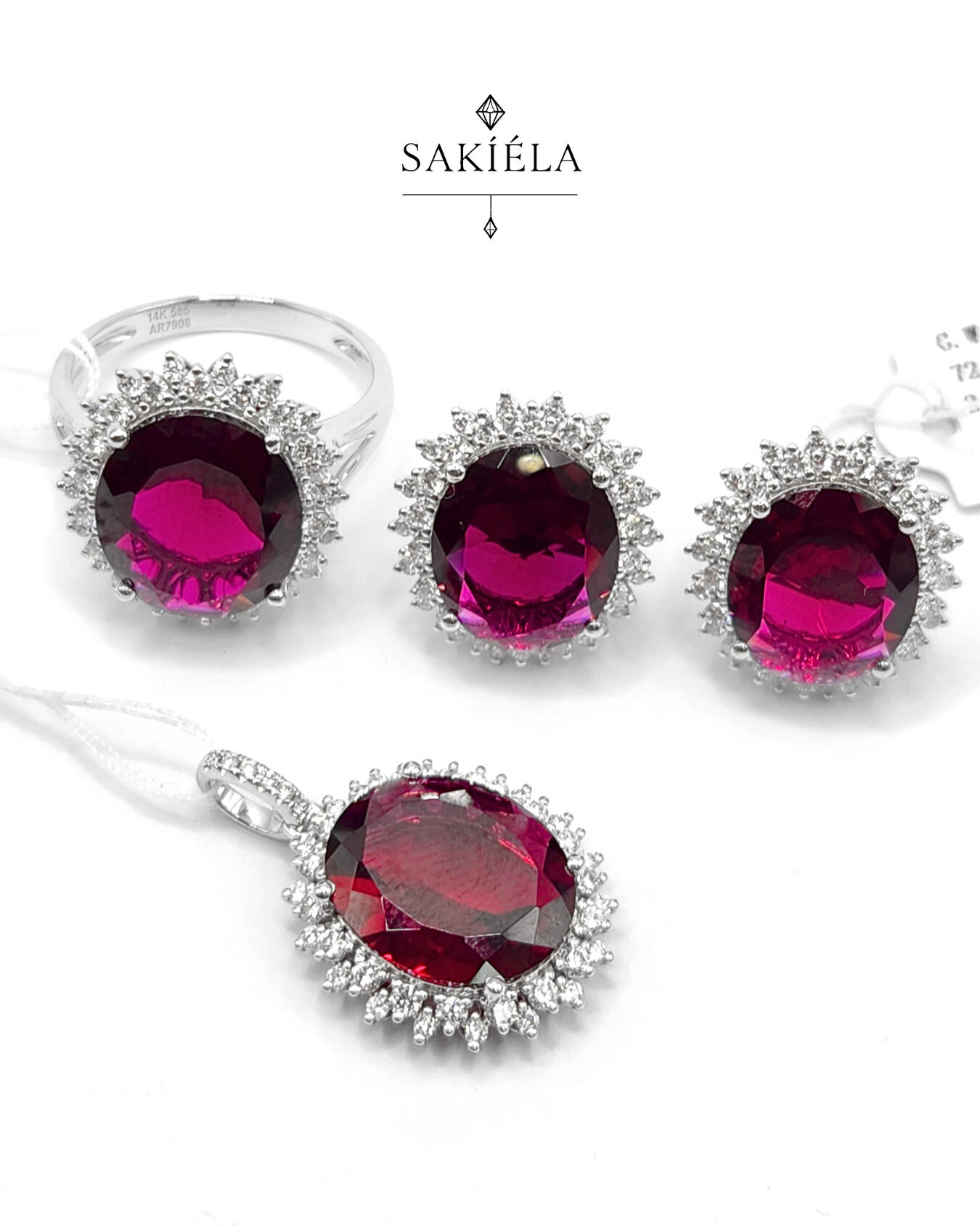 Diamond & Red Gemstone Set 2