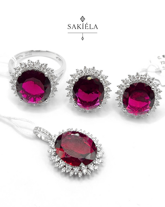 Diamond & Red Gemstone Set 2