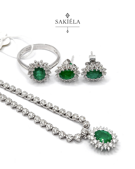 Diamond & Green Gemstone Set 2