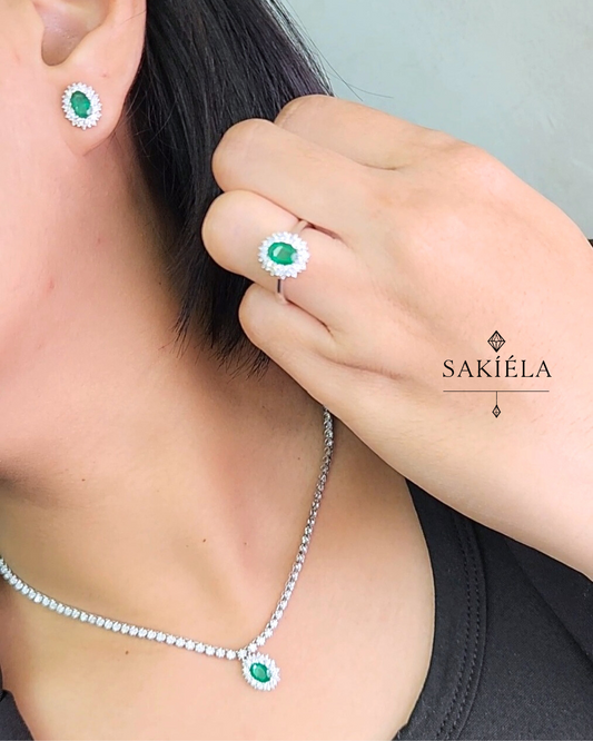 Diamond & Green Gemstone Set 2
