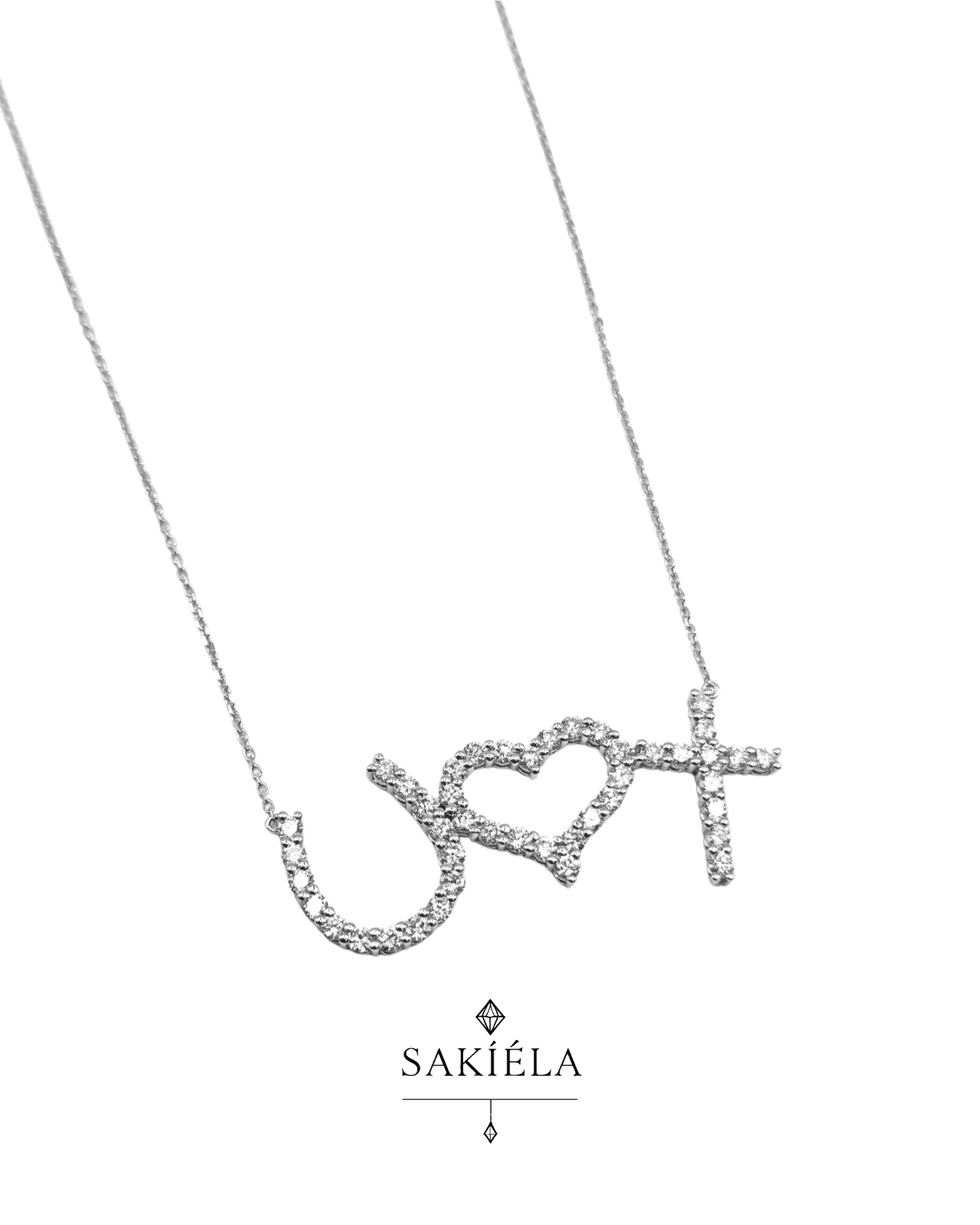Tri-Symbol Pendant Necklace (White Gold)