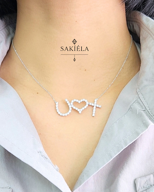 Tri-Symbol Pendant Necklace (White Gold)