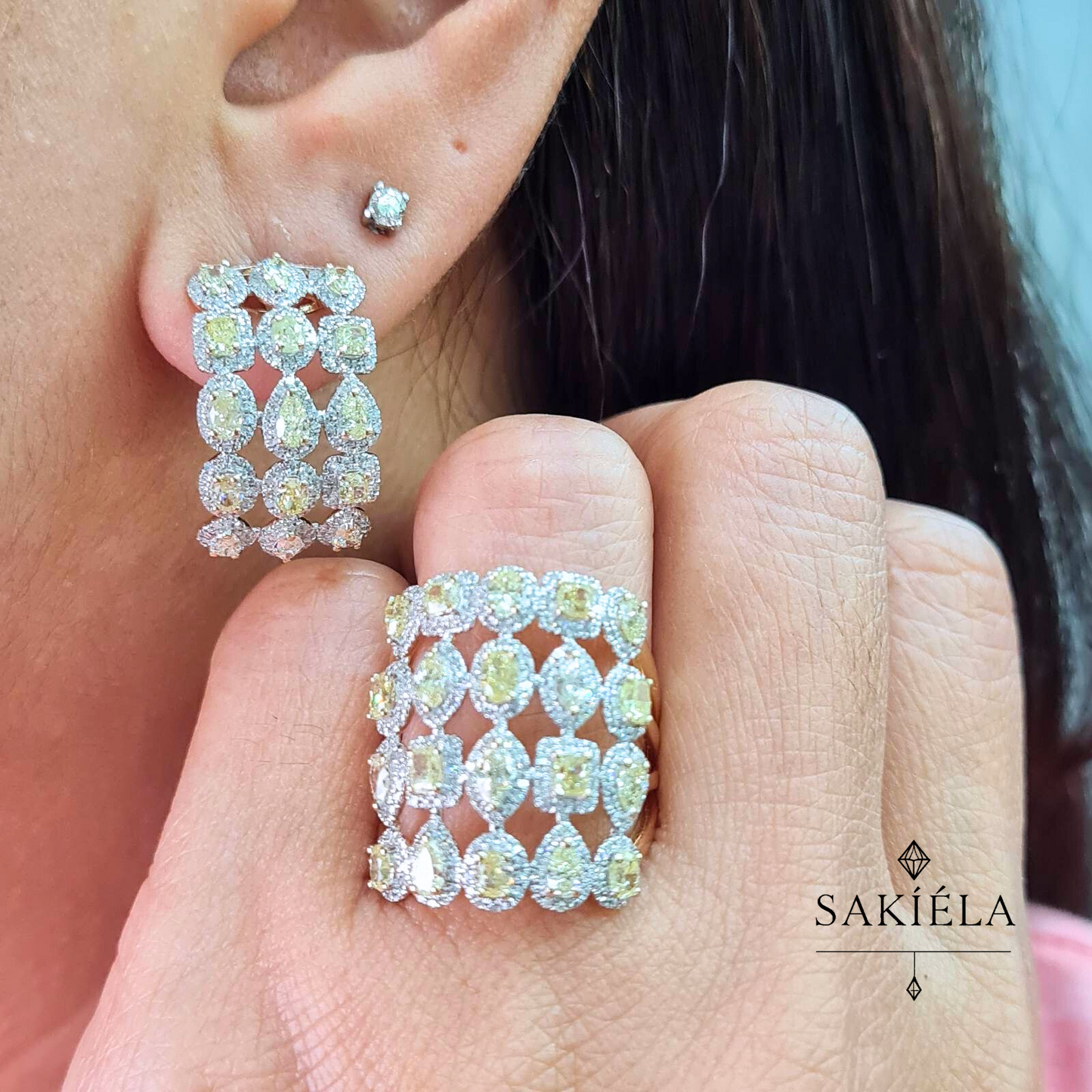 Diamond (Yellow) Ring and Earrings
