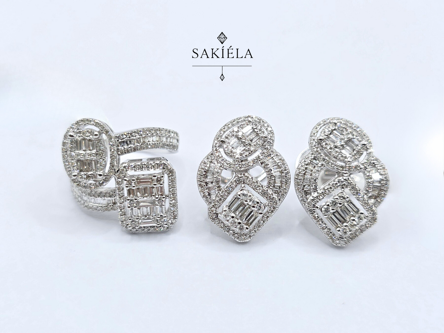 Diamond Halo Ring and Earrings