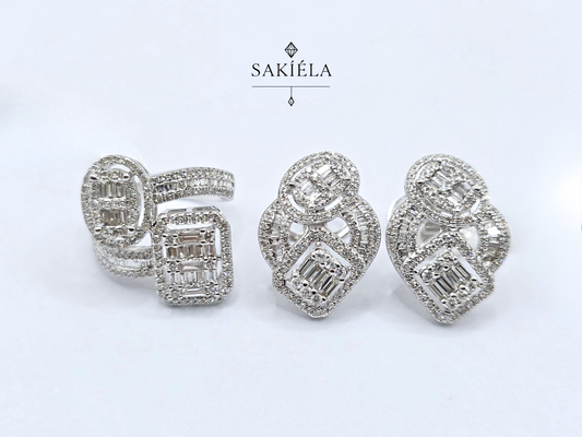 Diamond Halo Ring and Earrings