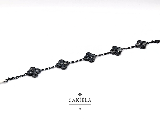 Van Cleef & Arpels' Alhambra 5 Motif Black Gold Bracelet