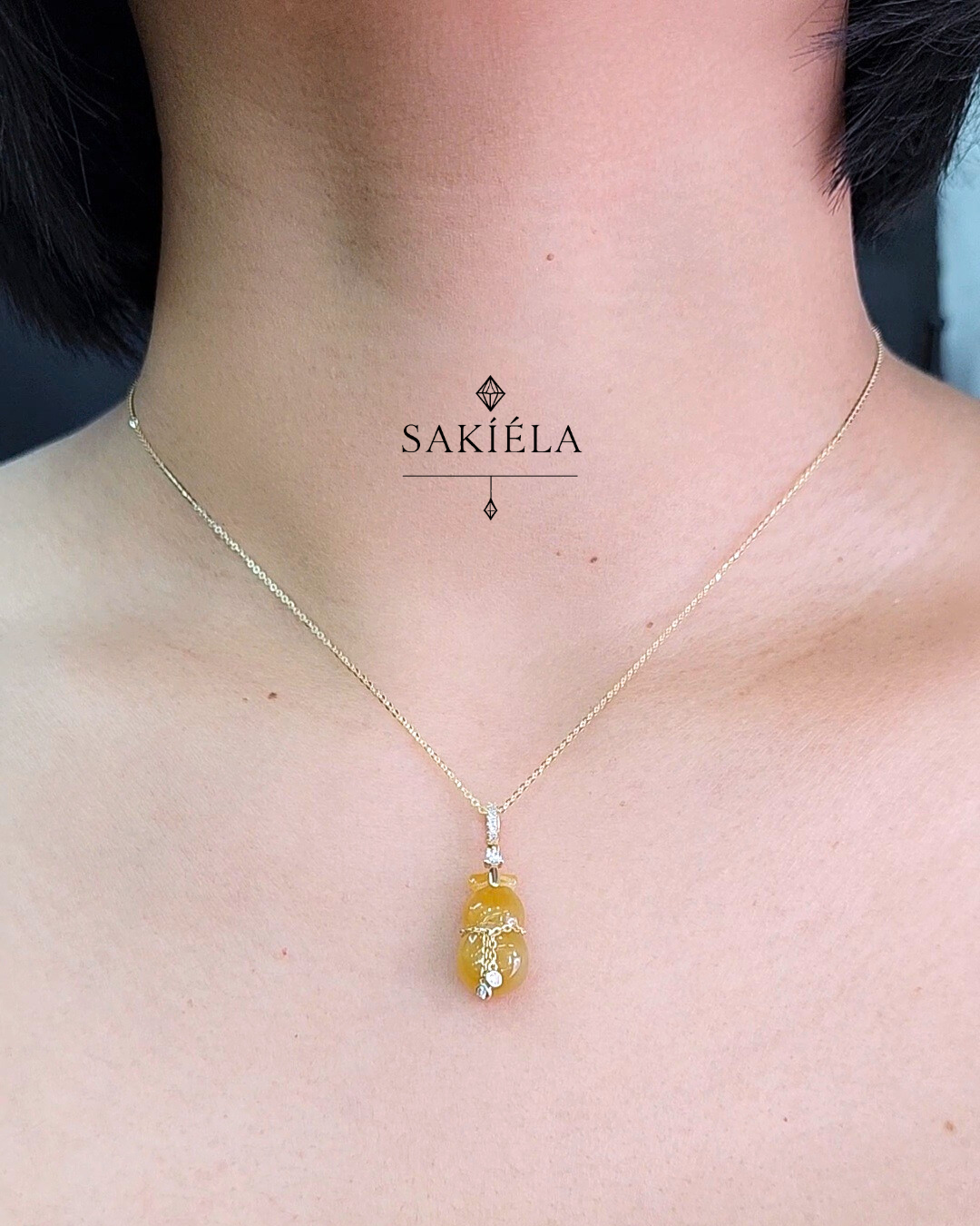 Pouch Pendant Necklace (Yellow)