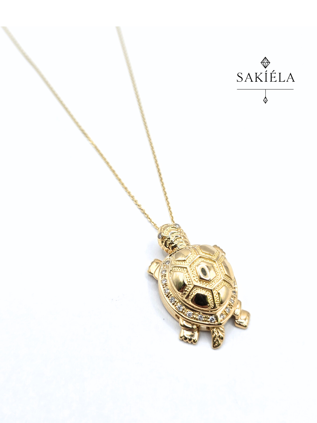 Turtle Pendant Necklace - 0.15cts