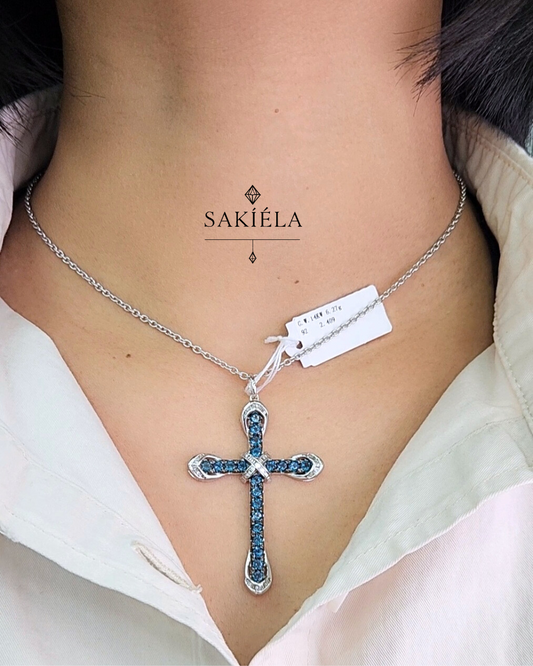 Sapphire Diamond Cross Pendant