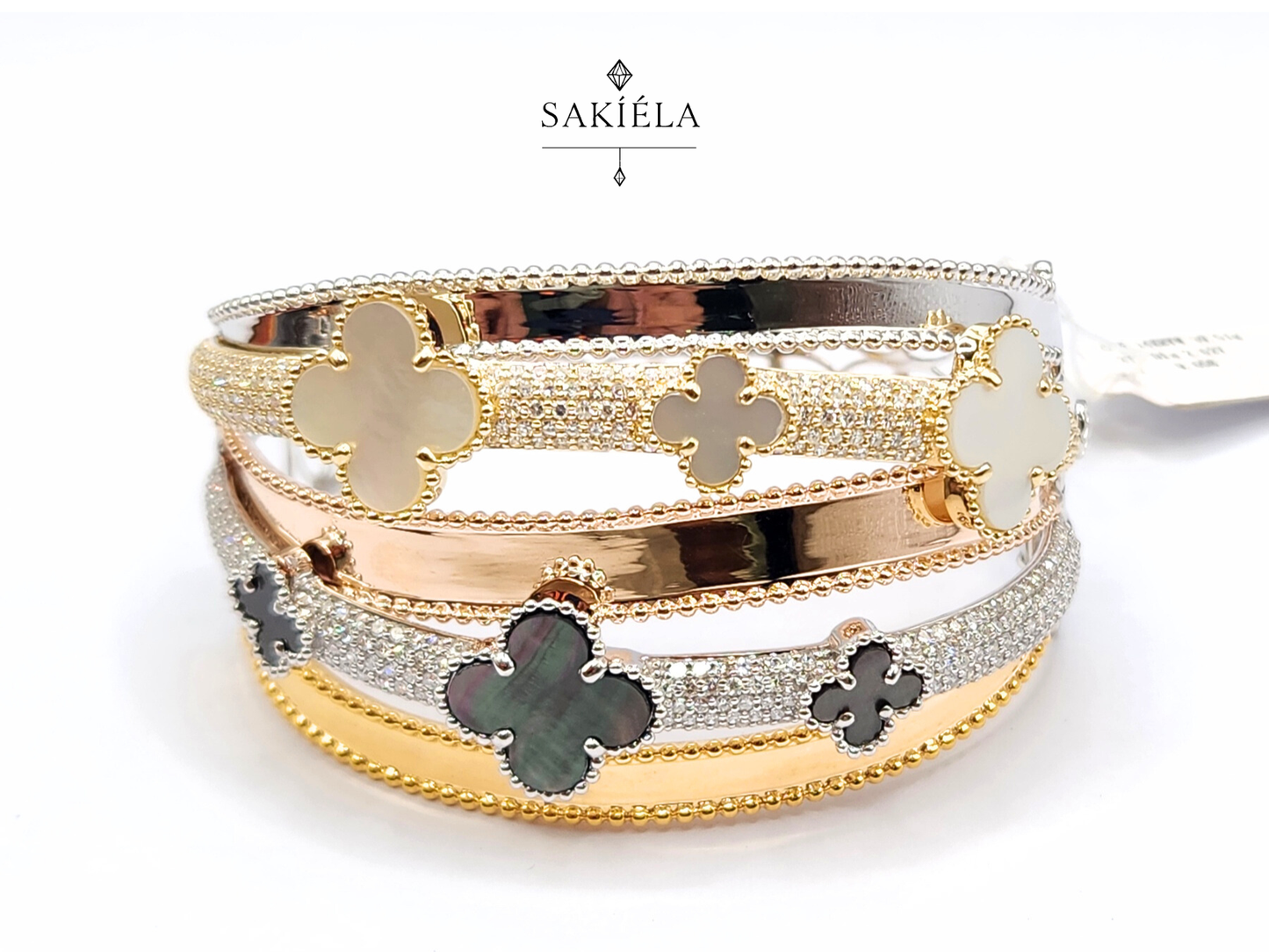 Clover Motif Diamond Bangle - 2.627cts