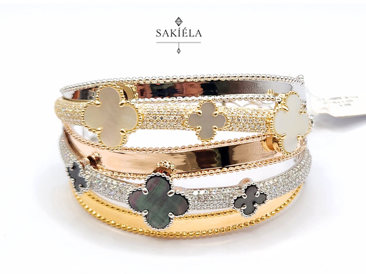 Clover Motif Diamond Bangle - 2.627cts