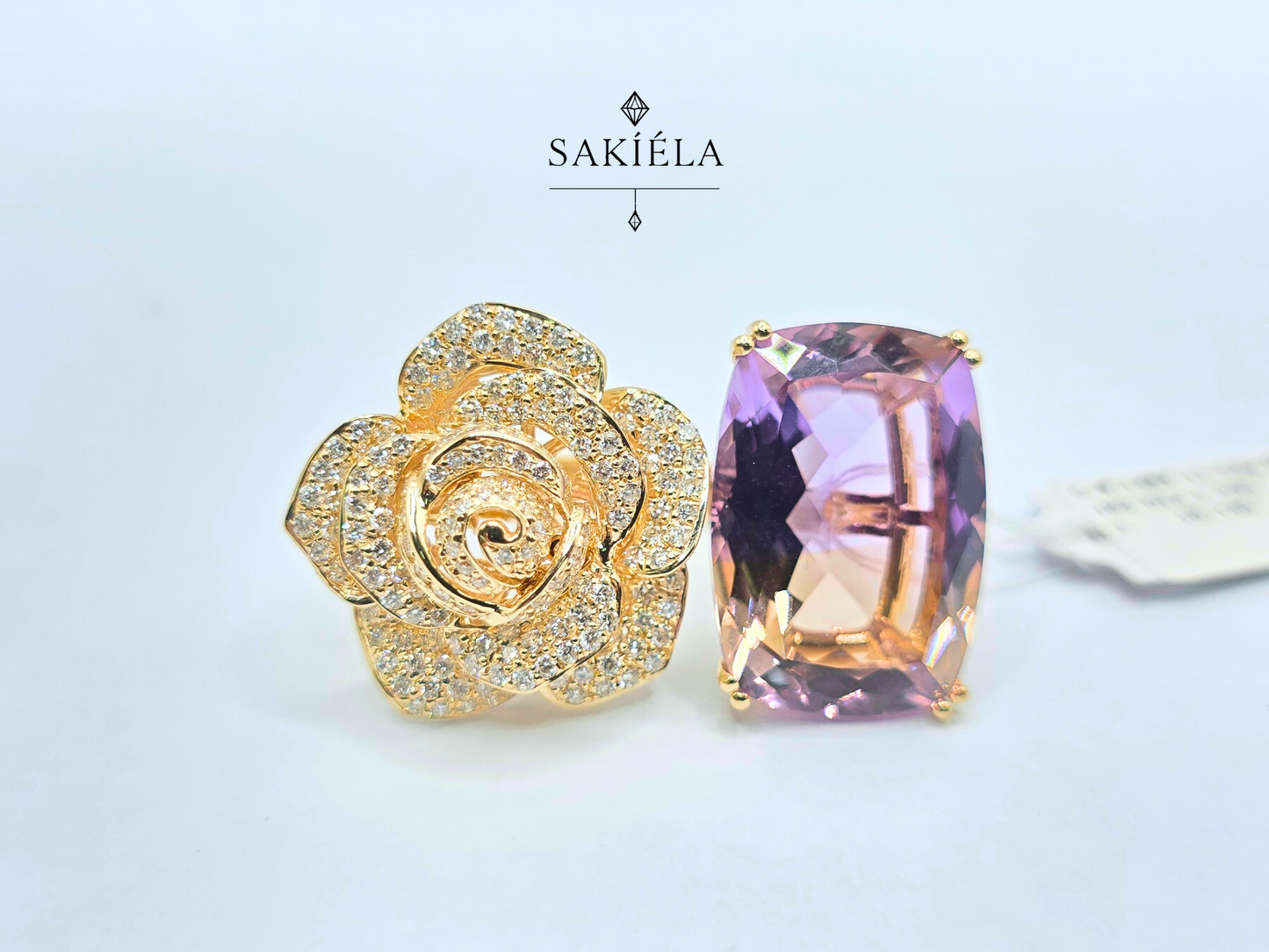Diamond & Amethyst Rose Ring